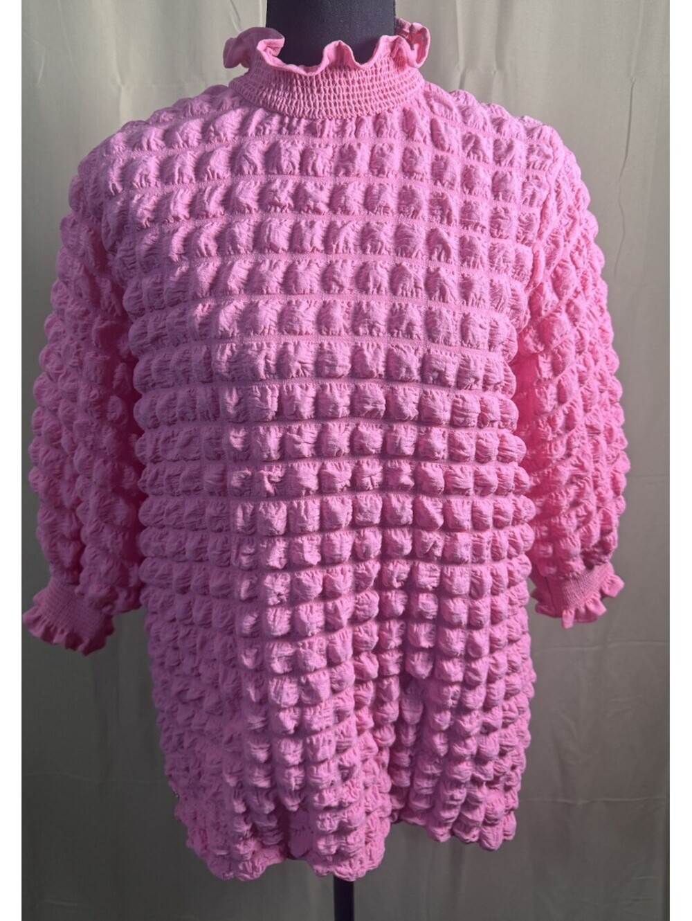 NWT Simply Southern Medium Hot Pink Textured Smocked Ruffle Tunic Top - Picture 2 of 7